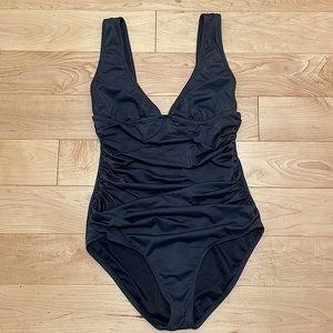 JCrew Dark Grey Low Cut One Piece Bathing Swim Suit size 10